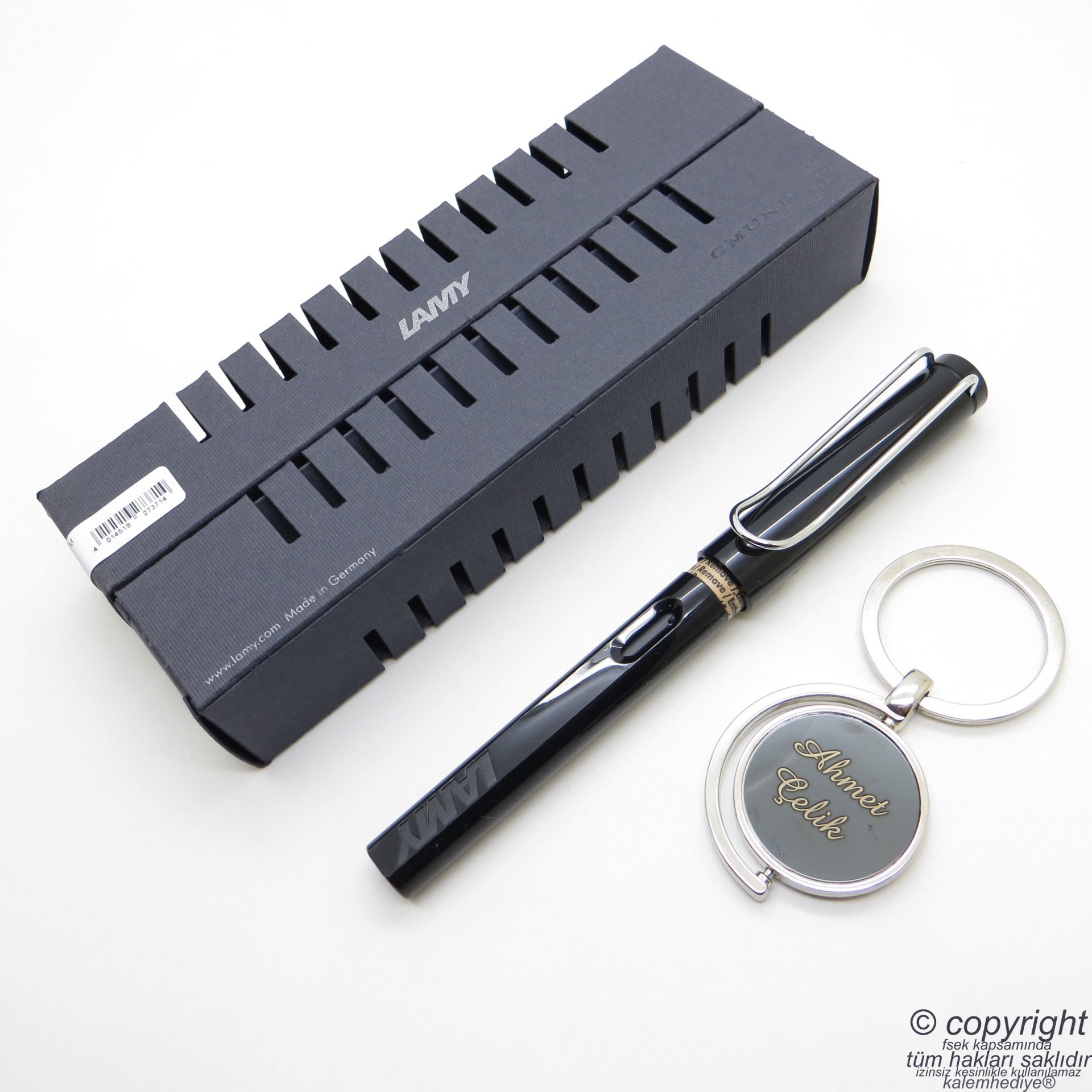 Lamy Safari Dolma Kalem Parlak Siyah + Anahtarlık  | Lamy Kalem | Hepsi İsme Özel