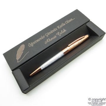 Wings İsme Özel Rose Gold Touch Beyaz Tükenmez Kalem + İsme Özel Kutu (Öğretmenler Günü veya başka bir mesaj)