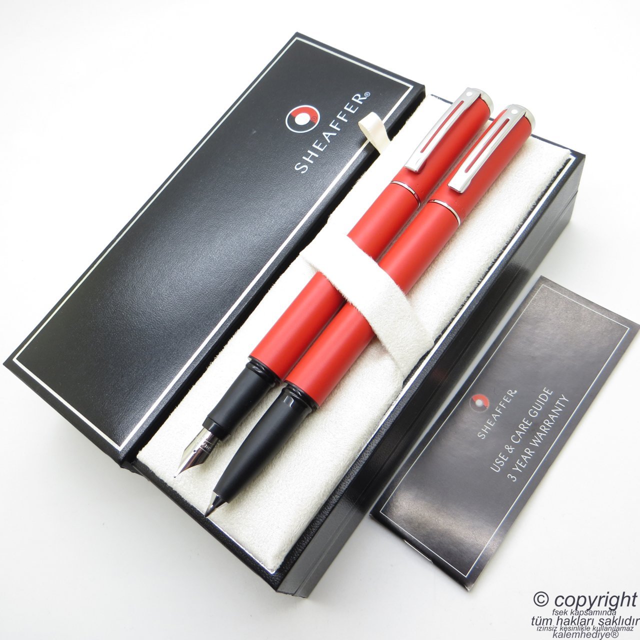Sheaffer Award Kırmızı Dolma Kalem + Roller Kalem | İsme Özel Kalem