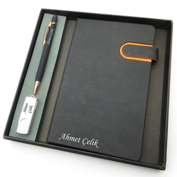 Signator® Codex | N298 Kişiye Özel Defterli Set - İsme Özel Siyah