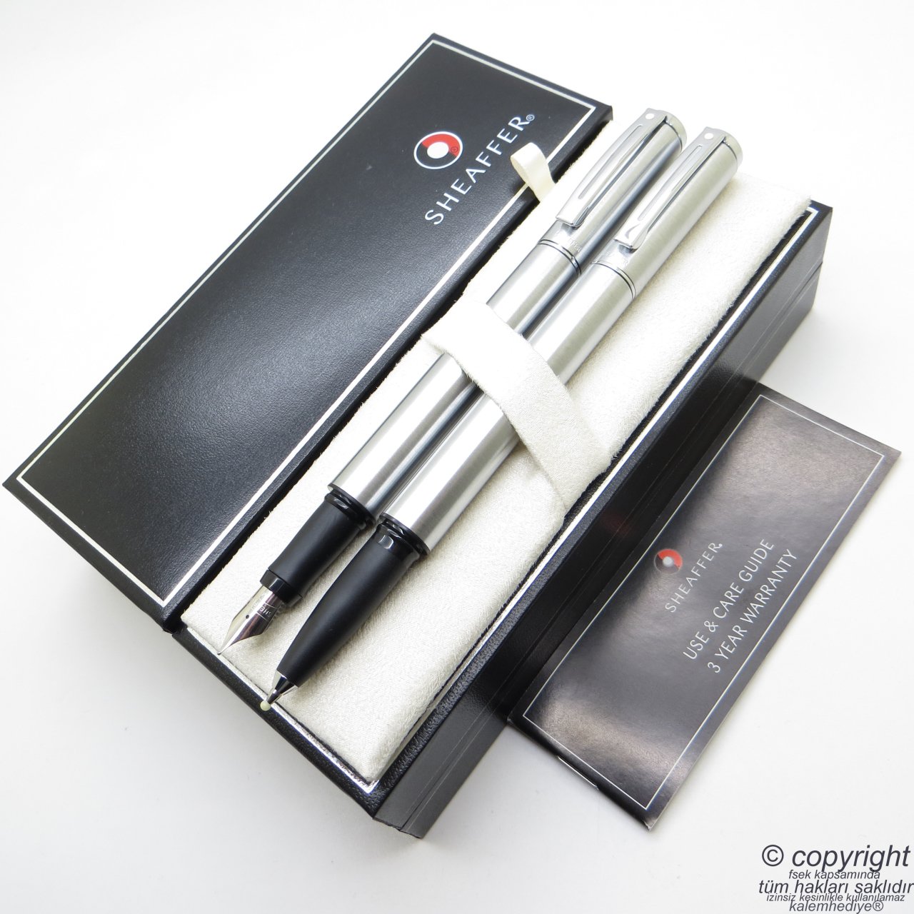 Sheaffer Award Krom Dolma Kalem + Roller Kalem Seti | İsme Özel Kalem