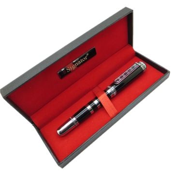 Signator® T443 Parlak Siyah Krom Roller Kalem | İsme Özel Kalem | Hediyelik Kalem