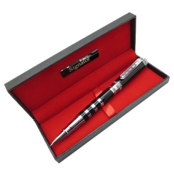 Signator® T443 Parlak Siyah Krom Roller Kalem | İsme Özel Kalem | Hediyelik Kalem
