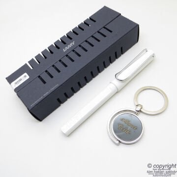 Lamy Safari Roller Kalem Parlak Beyaz + Kalem Kılıfı | İsme Özel Kalem