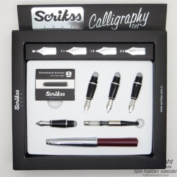 Scrikss Kaligrafi Seti Metal - Bordo | Scrikss Calligraphy | İsme Özel Kalem | Hediye Kalem