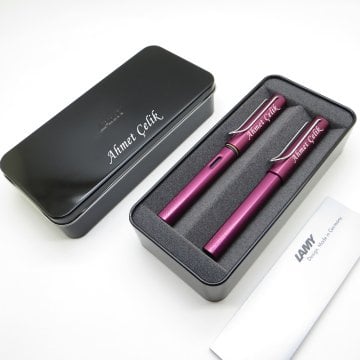Lamy Al Star Siyah Mor Dolma Kalem + Roller Kalem + Metal Kutu | Lamy Kalem | Hepsi İsme Özel