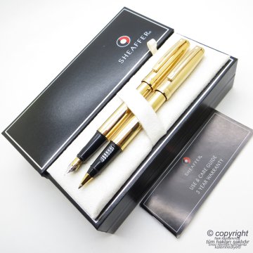 Sheaffer Prelude 23 Ayar Altın Kaplama Dolma Kalem + Roller Kalem Set | İsme Özel Kalem Seti