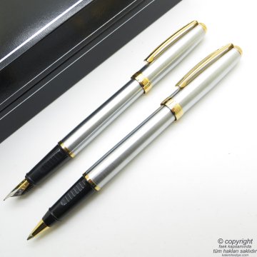 Sheaffer Prelude Krom Altın Dolma Kalem + Roller Kalem Set | İsme Özel Kalem Seti