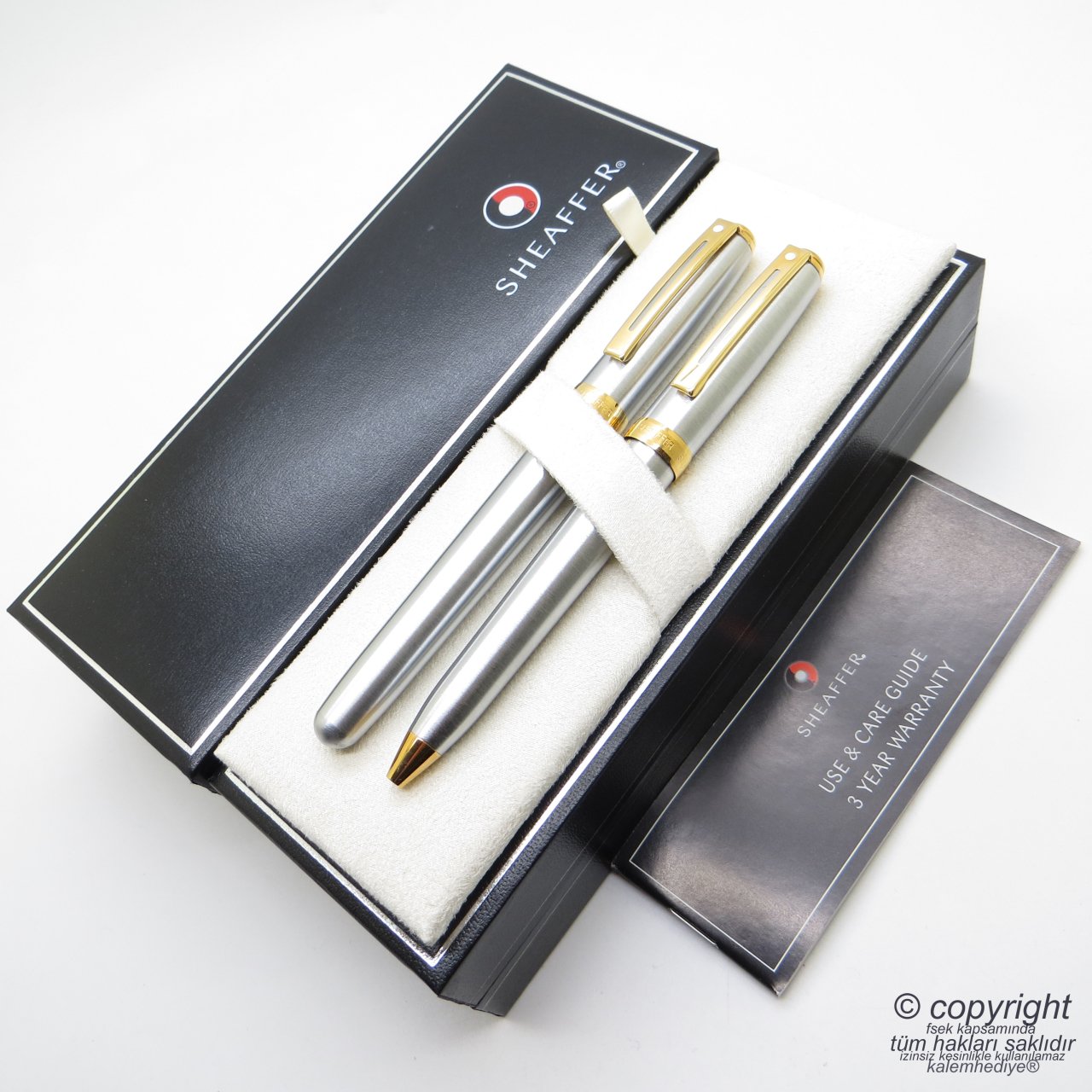 Sheaffer Prelude Krom Altın Dolma Kalem + Tükenmez Kalem Set | İsme Özel Kalem Seti