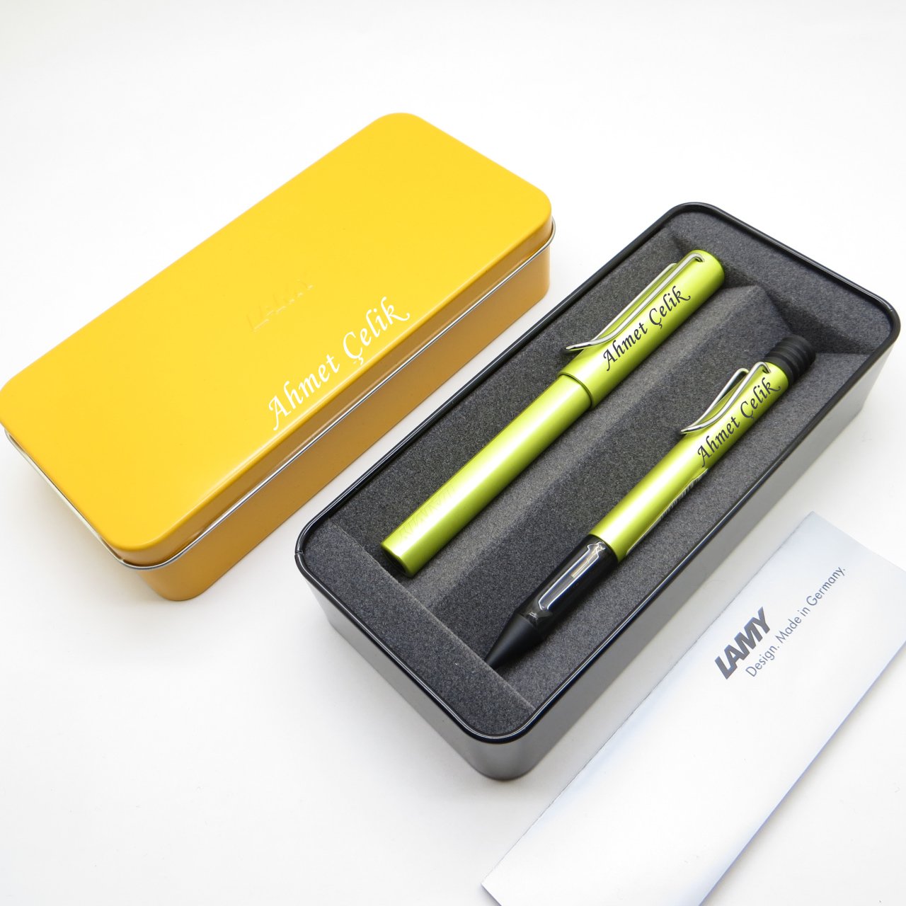 Lamy Al Star Charged Green Roller Kalem + Tükenmez Kalem + Metal Kutu | Lamy Kalem | Hepsi İsme Özel