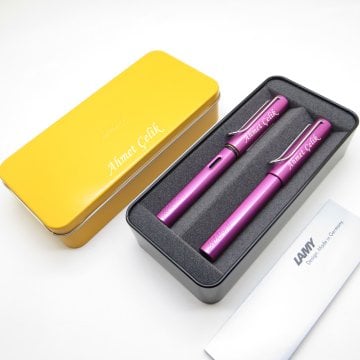 Lamy Al Star Vibrant Pembe Dolma Kalem + Roller Kalem + Metal Kutu | Lamy Kalem | Hepsi İsme Özel