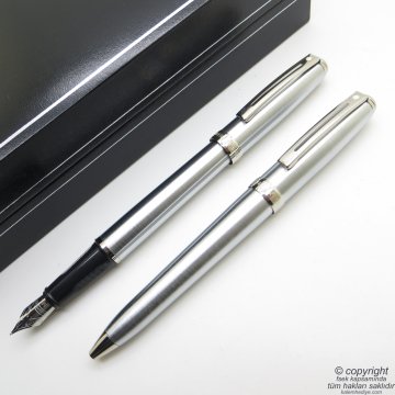 Sheaffer Prelude Krom Dolma Kalem + Tükenmez Kalem Set | İsme Özel Kalem Seti