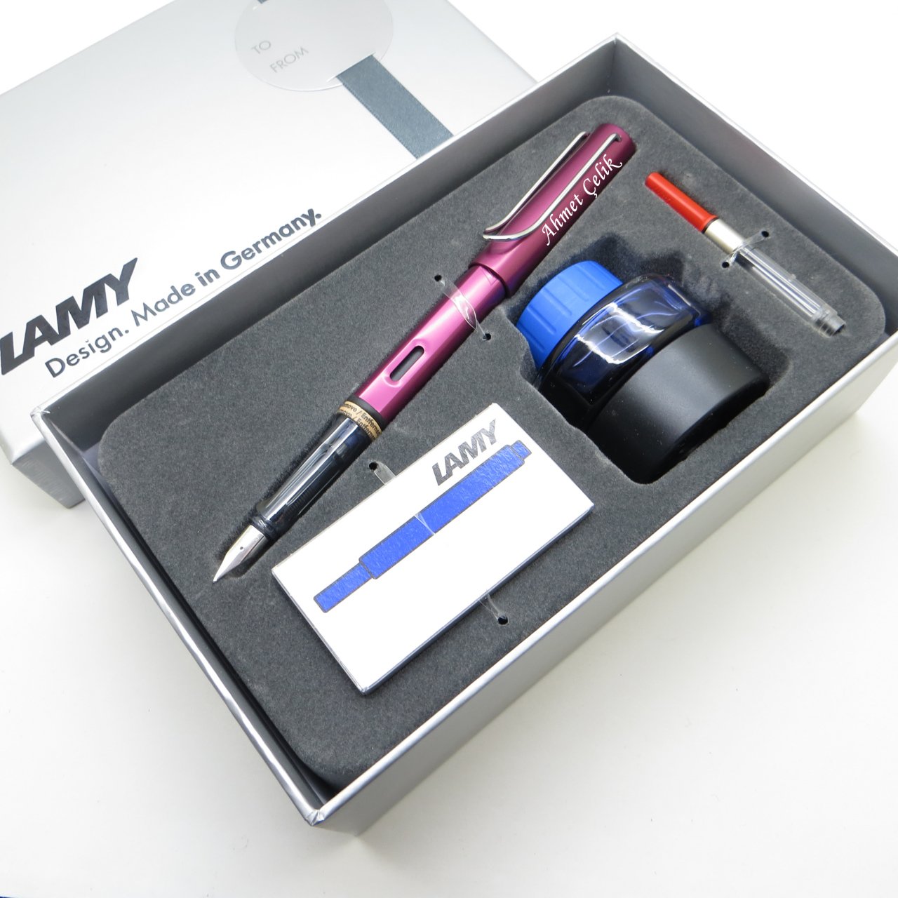 Lamy Al Star Mor Siyah Dolma Kalem + Piston + Mürekkep + Kartuş | Lamy Kalem | Hepsi İsme Özel