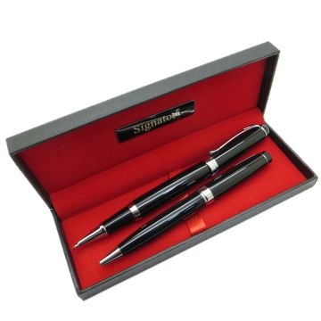 Signator® T485 Siyah Krom Kalem Seti | İsme Özel Kalem | Hediyelik Kalem