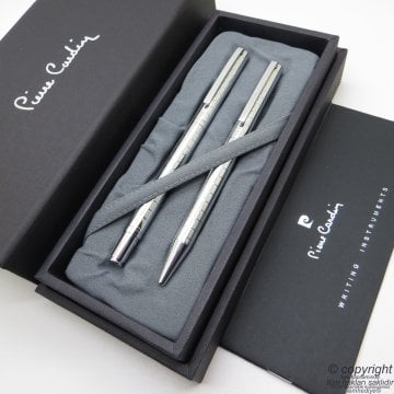 Pierre Cardin Hero Dolma Kalem + Tükenmez Kalem Parlak Krom | İsme Özel Kalem | Hediye Kalem