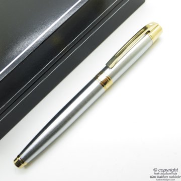 Sheaffer 300 Brushed Krom Altın Dolma Kalem | İsme Özel Kalem