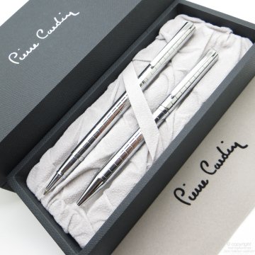 Pierre Cardin Hero Roller Kalem + Tükenmez Kalem Parlak Krom Desenli| İsme Özel Kalem | Hediye Kalem