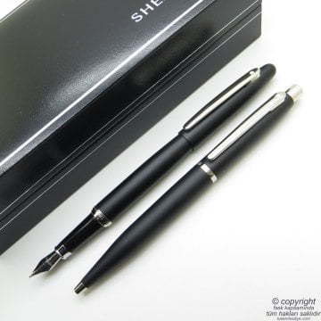 Sheaffer Vfm Mat Siyah Dolma Kalem + Tükenmez Kalem Seti | İsme Özel Kalem