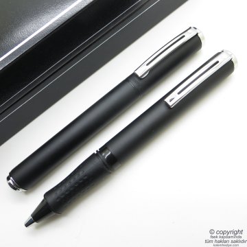 Sheaffer Award Mat Siyah Roller Kalem + Tükenmez Kalem Seti | İsme Özel Kalem