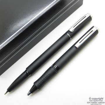 Sheaffer Award Mat Siyah Roller Kalem + Tükenmez Kalem Seti | İsme Özel Kalem