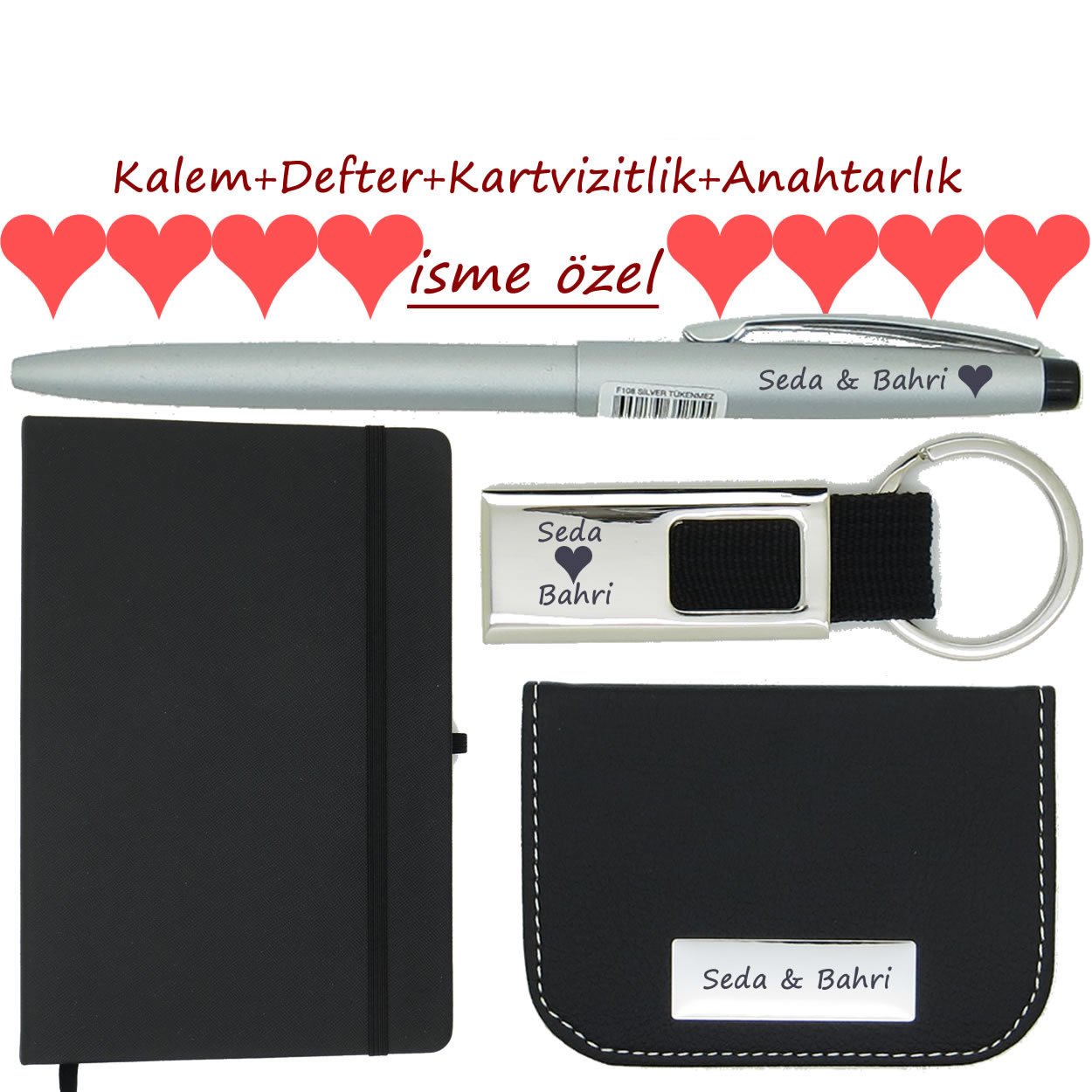 Scrikss Kalem+Defter+Kartvizitlik+Anahtarlık| Babalar Günü Özel Multi Set-İsme Özel