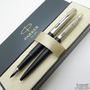 Parker Jotter Siyah CT Dolma Kalem + Tükenmez Kalem Set | Parker Kalem | İsme Özel Kalem | Hediyelik Kalem