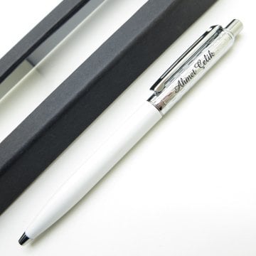 Sheaffer Signature Parlak Krom Beyaz Tükenmez Kalem | İsme Özel Kalem