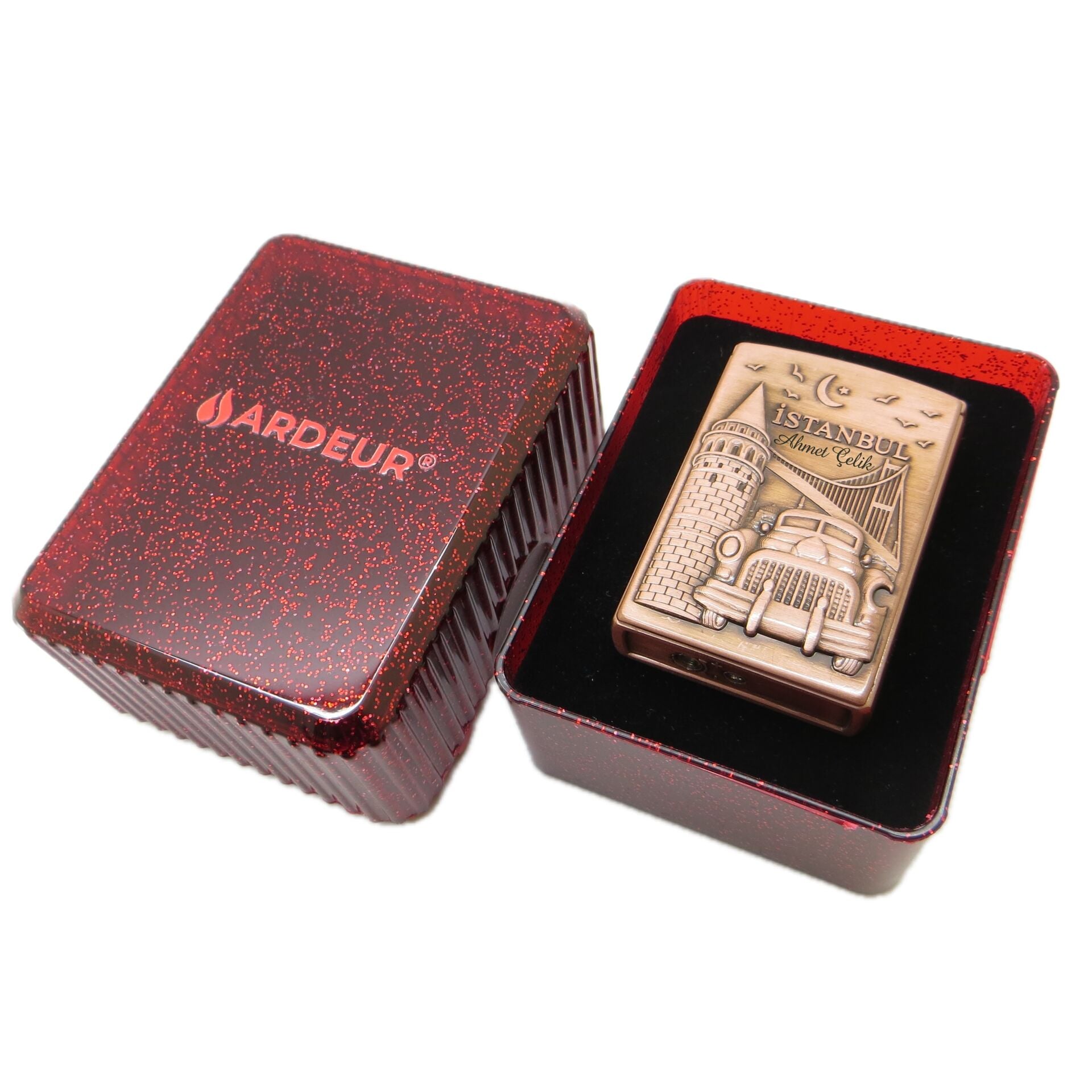 Ardeur® Legacy İstanbul Kabartmalı Bronz Kişiye Özel Çakmak | Hediyelik Çakmak