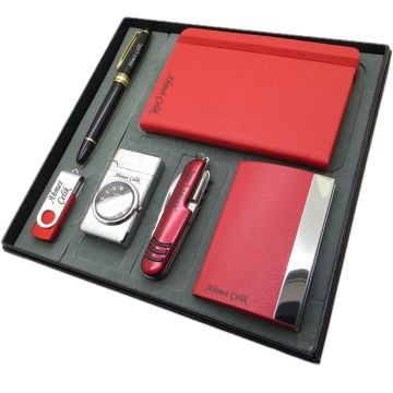 Signator® Felis | İsme Özel Set - 32 Gb. Usb Bellek + Saatli Çakmak + Not defteri  + Çakı + Kalem ve Kartvizitlik | Kişiye Özel Hediyelik Set