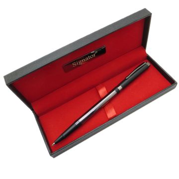 Signator® T534 Slim Mat Siyah Füme Tükenmez Kalem | İsme Özel Kalem | Hediyelik Kalem