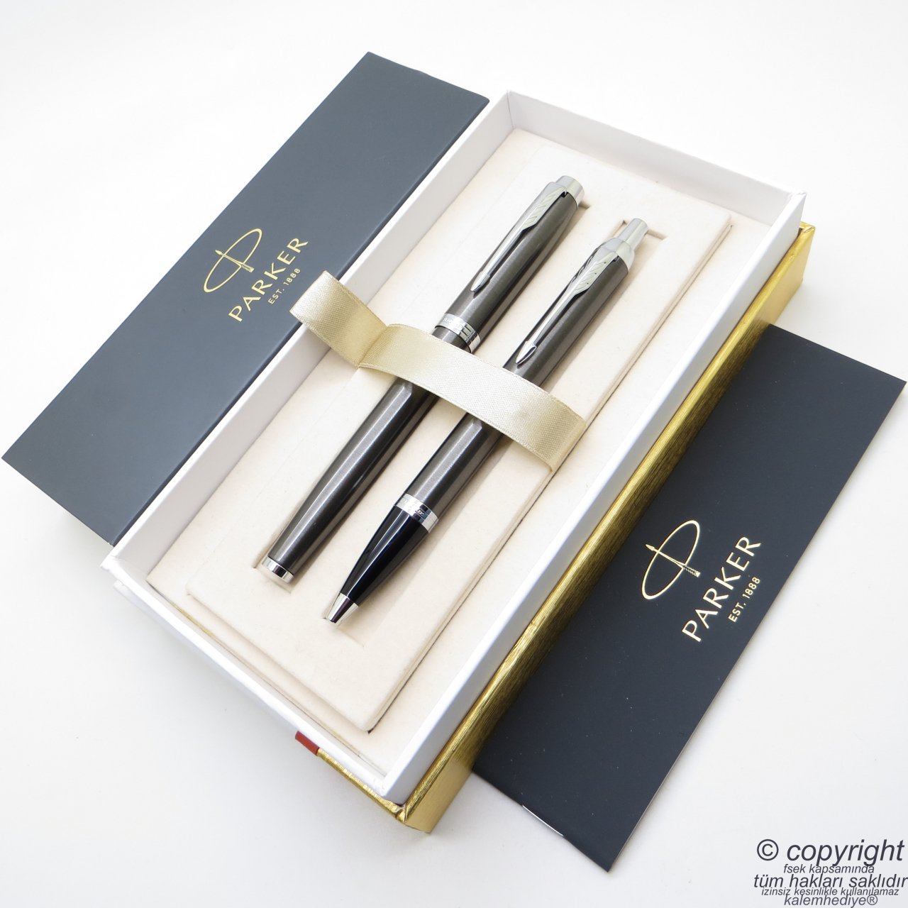 Parker IM Titanyum Metal Dolma Kalem + Tükenmez Kalem | İsme Özel Kalem | Hediyelik Kalem