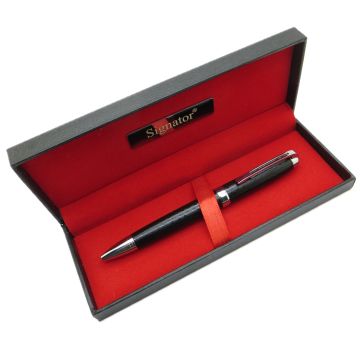 Signator® T541 Mat Siyah Krom Desenli Tükenmez Kalem | İsme Özel Kalem | Hediyelik Kalem