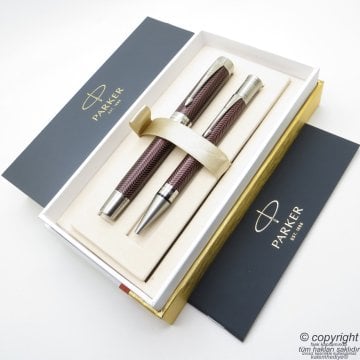Parker Duofold Prestij Chevron Dolma Kalem + Tükenmez Kalem Set | Parker Kalem | İsme Özel Kalem | Hediyelik Kalem