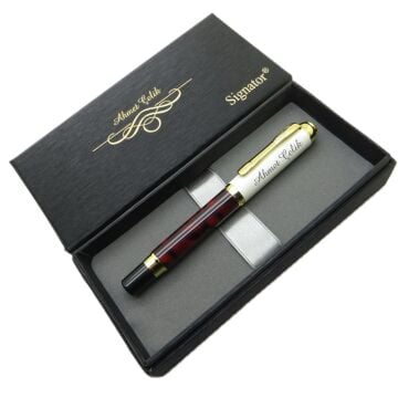 Signator® ST213 Sedefli Bordo Altın Dolma Kalem | İsme Özel Kalem