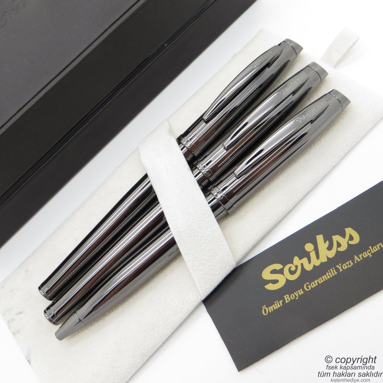 Scrikss 39 3'lü Set Titanyum | Dolma Kalem + Roller Kalem + Tükenmez Kalem Set | Scrikss Oscar | İsme Özel Kalem | Hediyelik Kalem