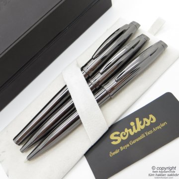 Scrikss 39 3'lü Set Titanyum | Roller Kalem + Tükenmez Kalem + Versatil Kalem Seti | Scrikss Oscar | İsme Özel Kalem | Hediyelik Kalem