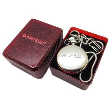 Ardeur® Vintage Tuğra Yazılı Desen İşlemeli İsme Özel Lüks Cep Saati | Köstekli Saat