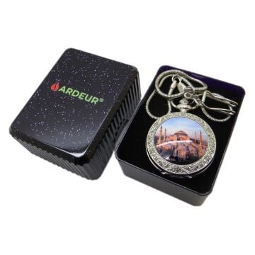 Ardeur® Vintage Ayasofya Camii Desen İşlemeli İsme Özel Lüks Cep Saati | Köstekli Saat