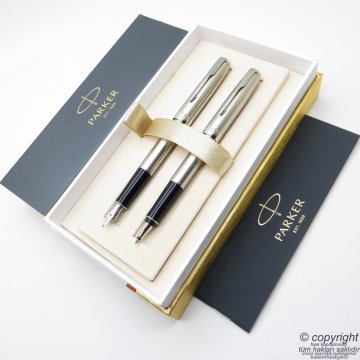 Parker Sonnet Stainless Steel CT Dolma Kalem + Roller Kalem Set | İsme Özel Kalem | Hediyelik Kalem