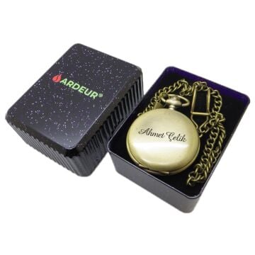 Ardeur® Vintage Ayasofya Camii Desen İşlemeli İsme Özel Lüks Cep Saati | Köstekli Saat