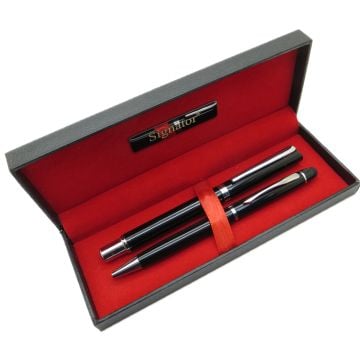 Signator® T566 Siyah Krom Kalem Seti | İsme Özel Kalem | Hediyelik Kalem