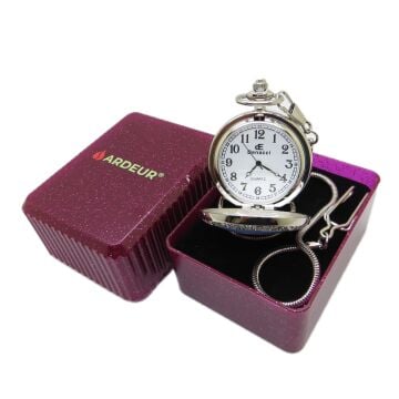 Ardeur® Vintage Kudüs Desen İşlemeli İsme Özel Lüks Cep Saati | Köstekli Saat