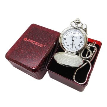 Ardeur® Vintage Mat Krom İsme Özel Lüks Cep Saati | Köstekli Saat