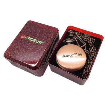 Ardeur® Vintage Bakır Bronz İsme Özel Lüks Cep Saati | Köstekli Saat