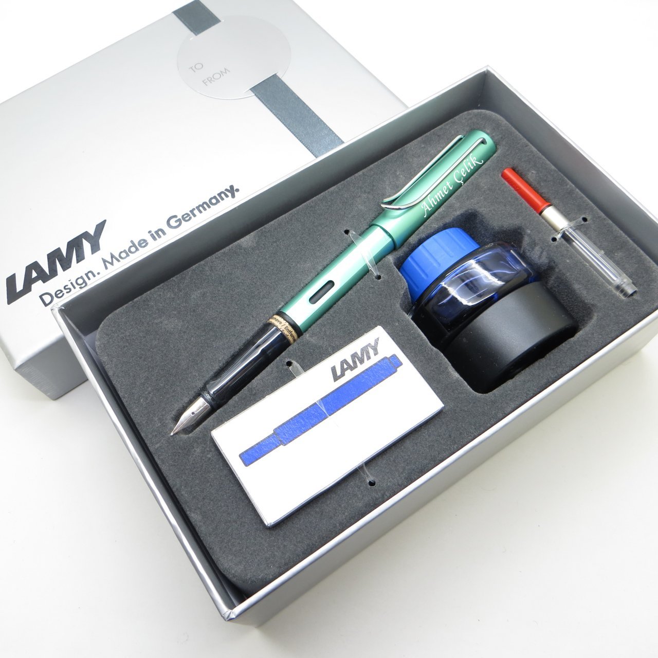 Lamy Al Star Mavi-Yeşil Dolma Kalem + Piston + Mürekkep + Kartuş | Lamy Kalem | Hepsi İsme Özel