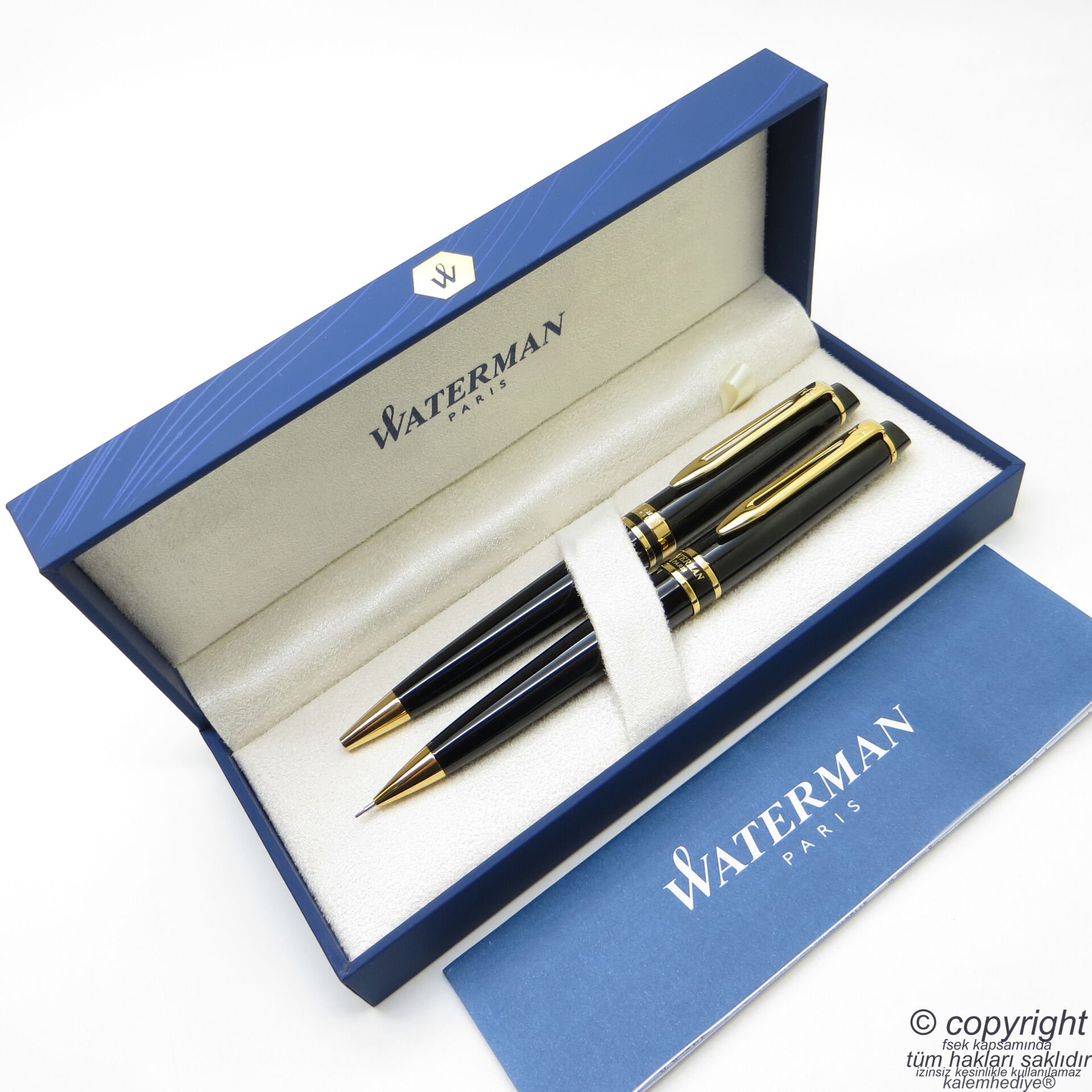 Waterman Expert Lake Siyah Altın Tükenmez Kalem + Versatil Kalem Set | İsme Özel Kalem | Hediye Kalem