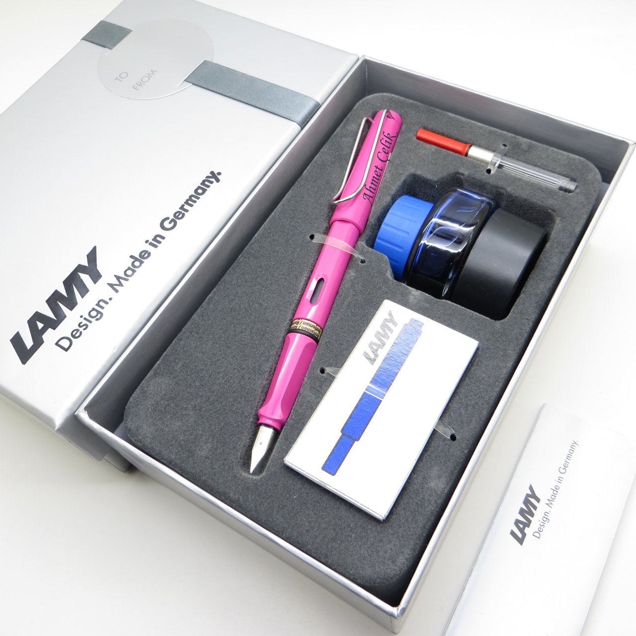 Lamy Safari Dolma Kalem Pembe + Piston + Mürekkep + Kartuş | Lamy Kalem | Hepsi İsme Özel