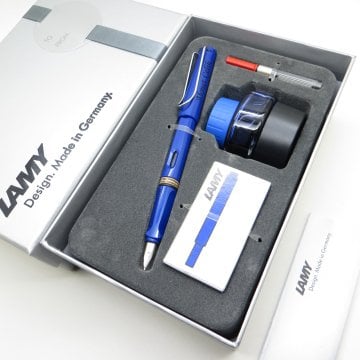 Lamy Safari Dolma Kalem Parlak Mavi + Piston + Mürekkep + Kartuş | Lamy Kalem | Hepsi İsme Özel