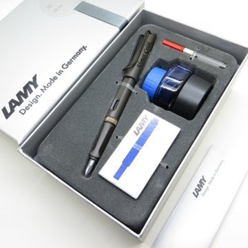 Lamy Safari Dolma Kalem Seti Mat Siyah + Piston + Mürekkep + Kartuş | Lamy Kalem | Hepsi İsme Özel