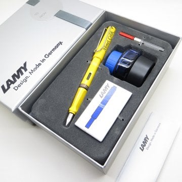 Lamy Safari Dolma Kalem Parlak Sarı + Piston + Mürekkep + Kartuş | Lamy Kalem | Hepsi İsme Özel